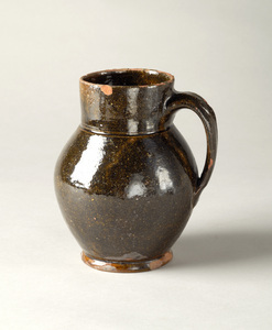 1916-02-1 small ceramic redware pitcher